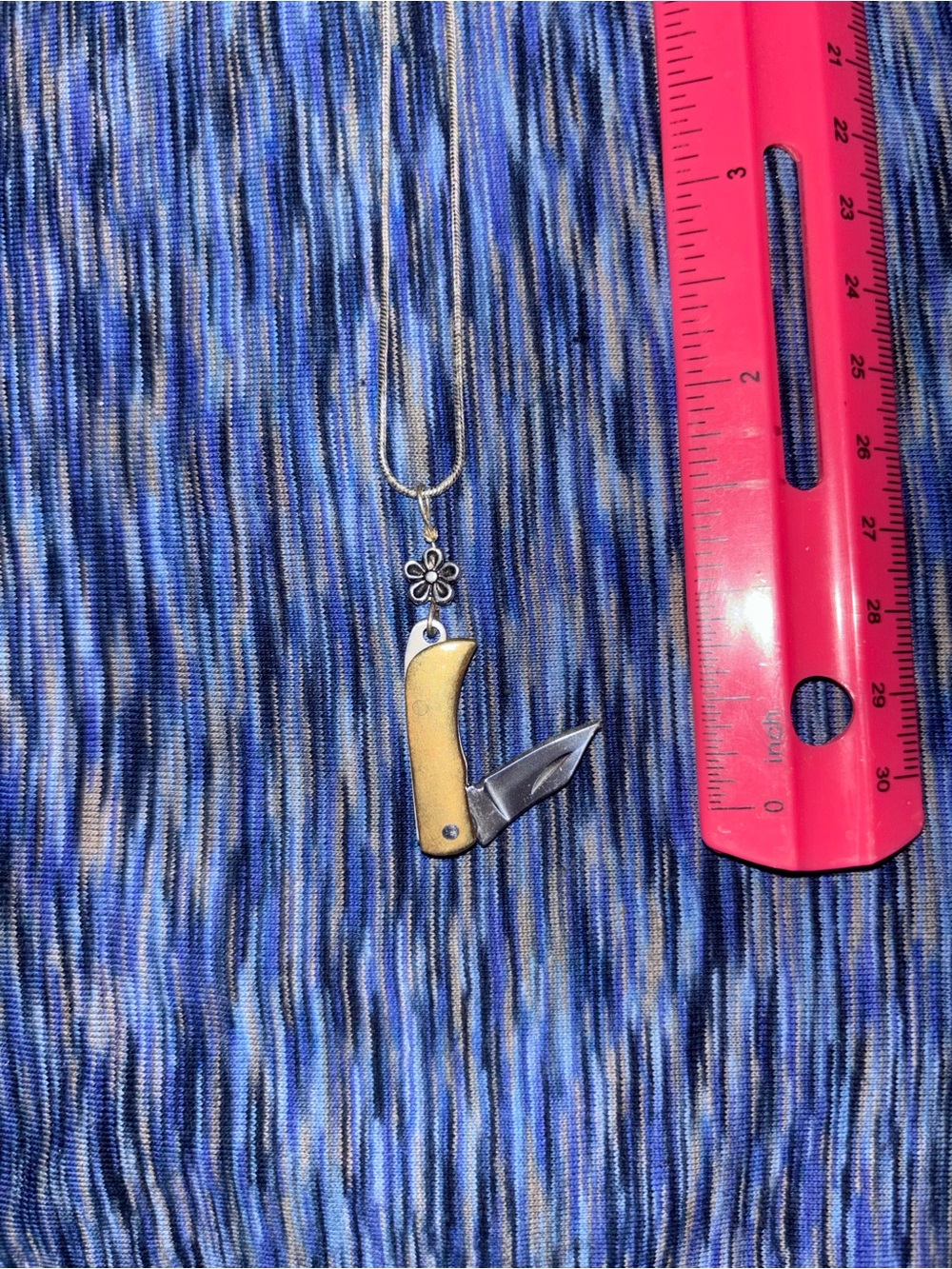 Miniture Knife Charm on Sterling. S.Necklace.fully functional and very sharp!